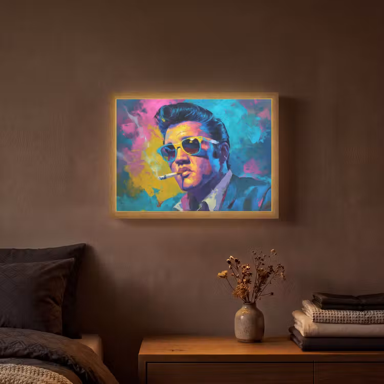 Lightbox - Wandlamp - Portret - Sigaret - Kleurrijk - Bril — 3