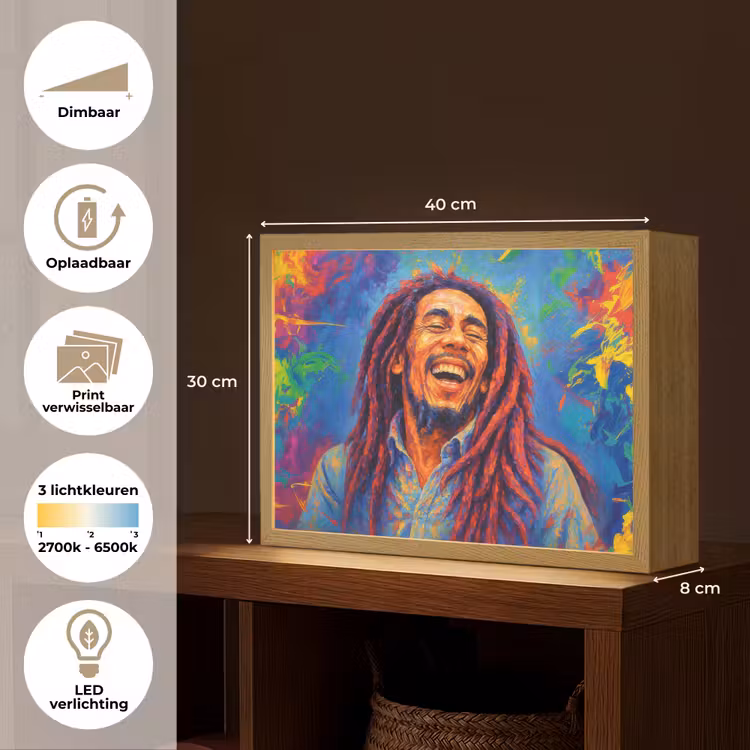 Lightbox - Wandlamp - Regenboogkleuren - Man - schilderij — 10