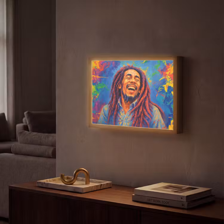 Lightbox - Wandlamp - Regenboogkleuren - Man - schilderij — 2
