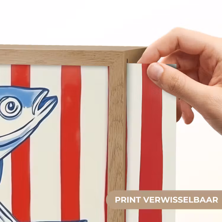 Lightbox - Wandlamp - Vissen - Verticale strepen - Blauw - Rood — 5