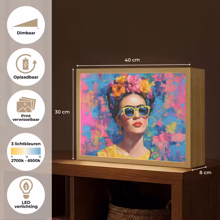 Lightbox - Wandlamp - Vrolijk portret - Vrouw - Bloemenkroon — 10
