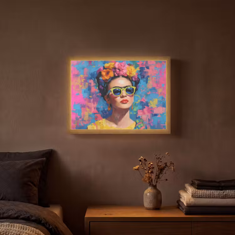 Lightbox - Wandlamp - Vrolijk portret - Vrouw - Bloemenkroon — 3