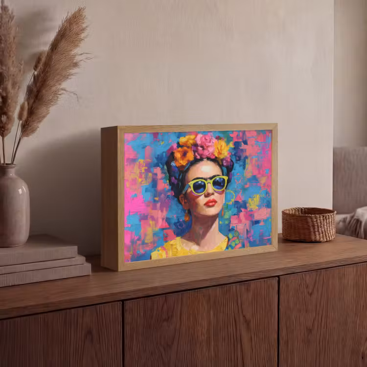 Lightbox - Wandlamp - Vrolijk portret - Vrouw - Bloemenkroon — 4