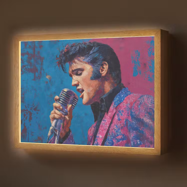 Lightbox - Wandlamp - Zingende man - Glitterjas - Microfoon — 1