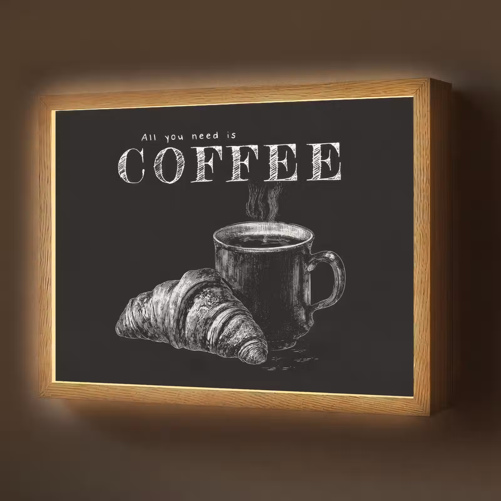 Lightbox - Wandlamp - Koffie - Croissant - Tekst — 1