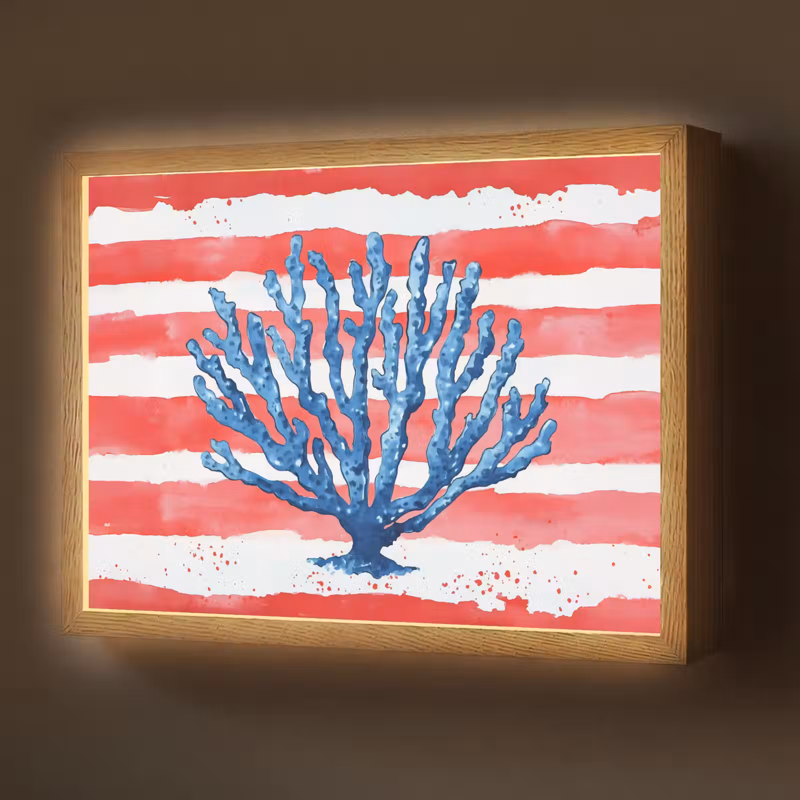 Lightbox - Wandlamp - Koraal - Verfstructuur - Rood - Blauw — 1
