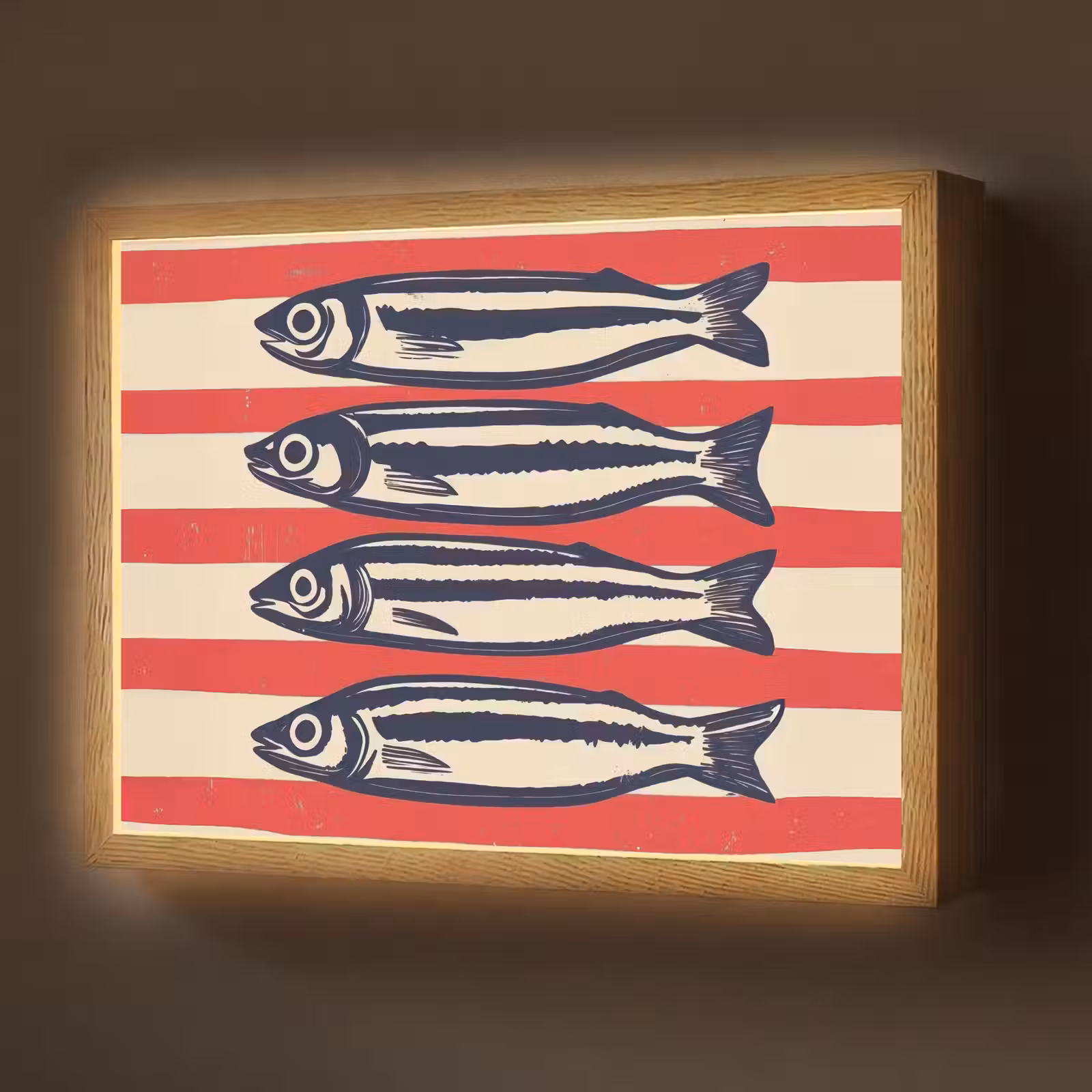 Lightbox - Wandlamp - Sardines - Rood en beige strepen — 1
