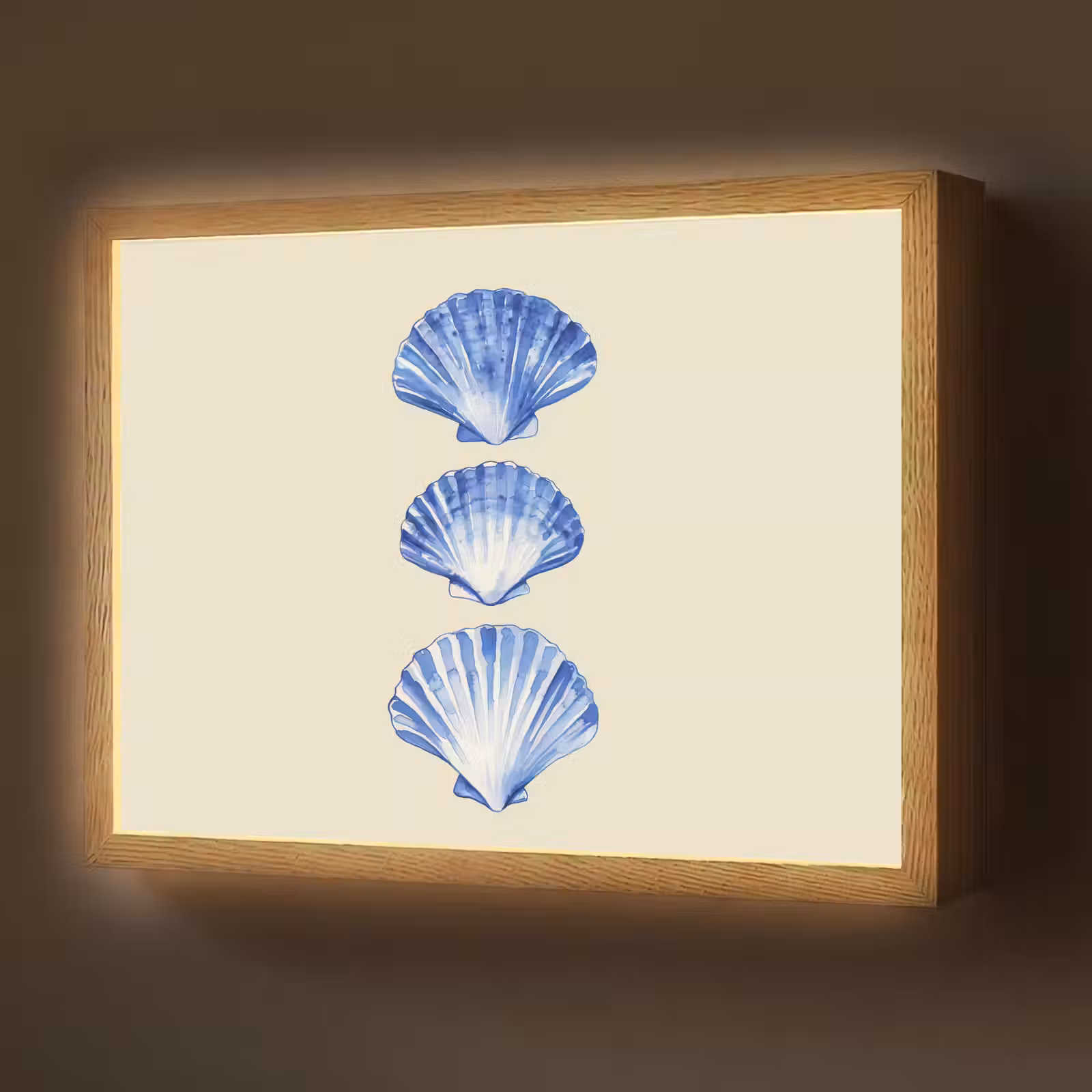 Lightbox - Wandlamp - Schelpen - Blauw - Beige — 1