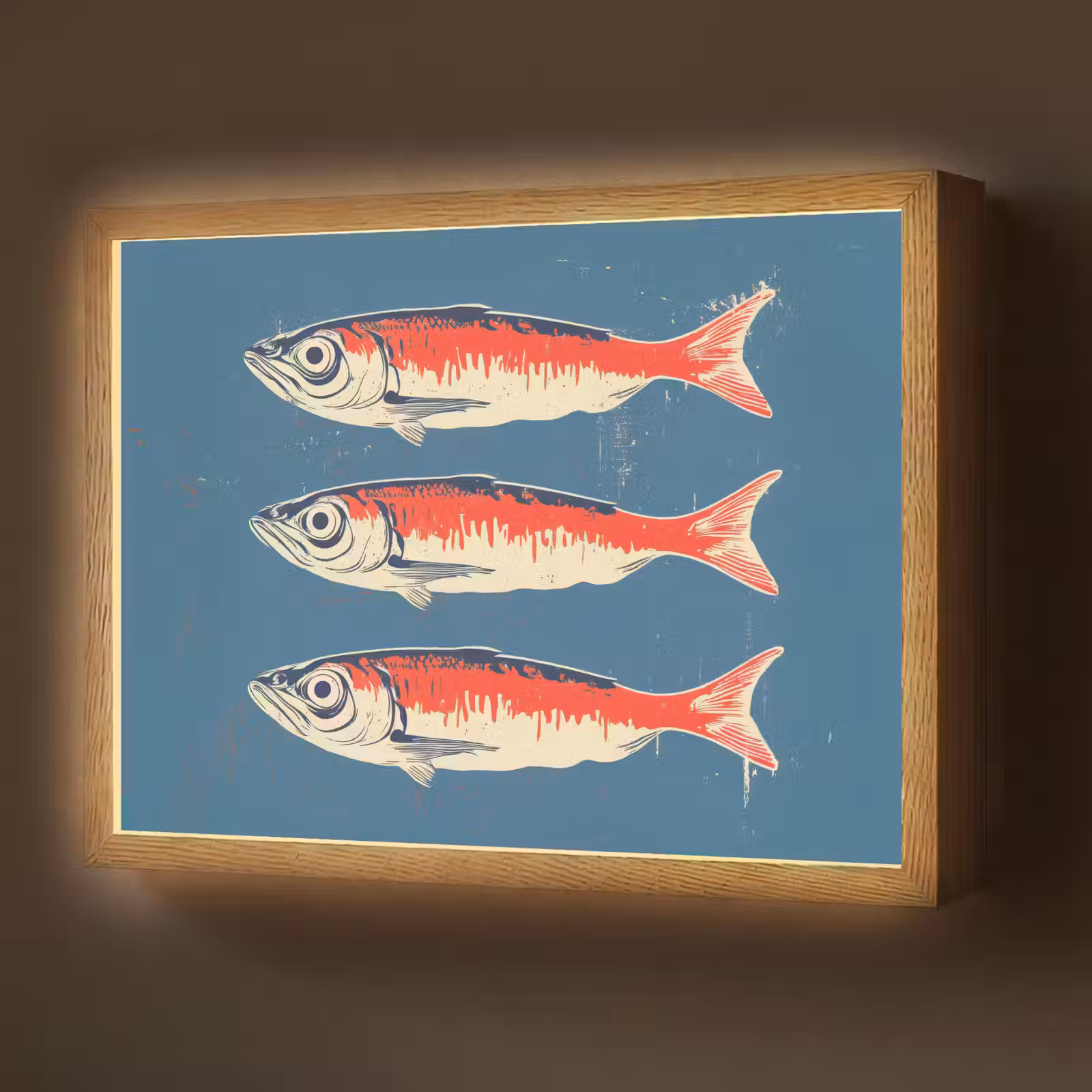 Lightbox - Wandlamp - Vissen - Rood - Blauw — 1