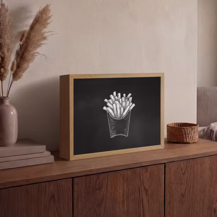 Lightbox - Wandlamp - Friet - Witte krijttekening - Zwart — 4