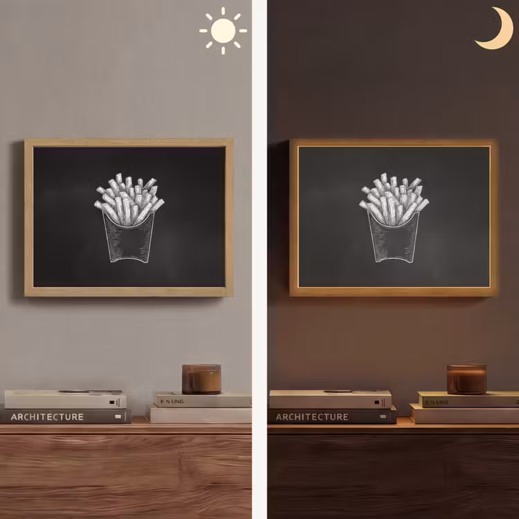 Lightbox - Wandlamp - Friet - Witte krijttekening - Zwart — 6