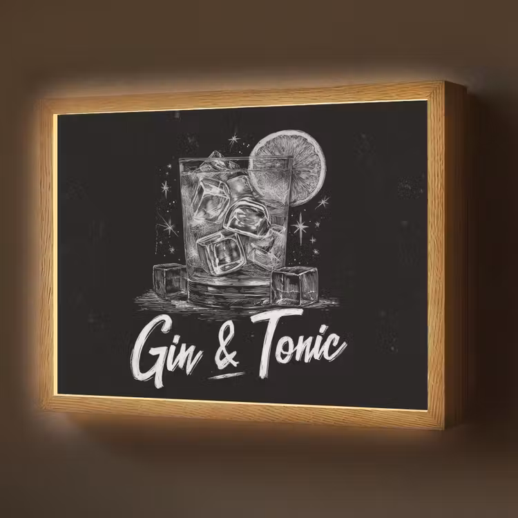 Lightbox - Wandlamp - Gin en tonic - Glas - Limoen - Ijsblokjes — 1