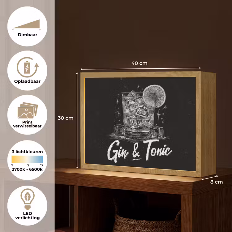 Lightbox - Wandlamp - Gin en tonic - Glas - Limoen - Ijsblokjes — 10