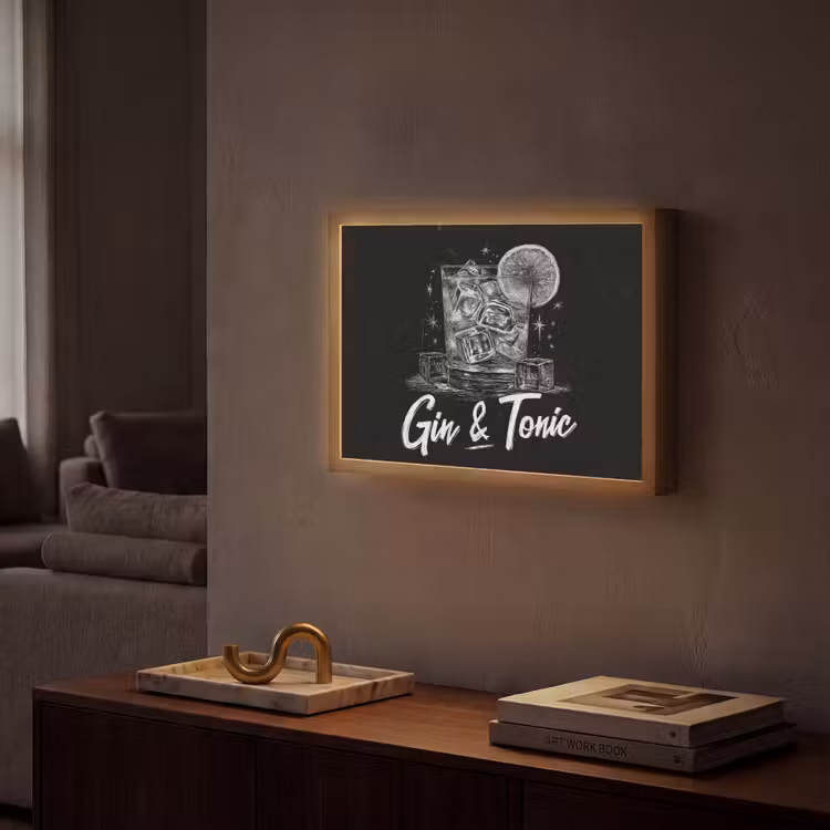 Lightbox - Wandlamp - Gin en tonic - Glas - Limoen - Ijsblokjes — 2