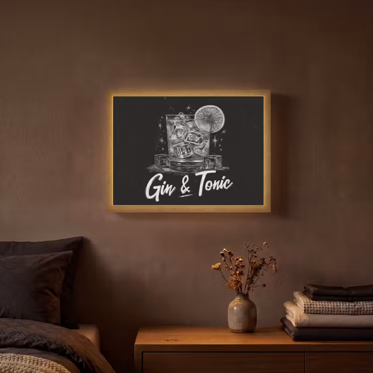 Lightbox - Wandlamp - Gin en tonic - Glas - Limoen - Ijsblokjes — 3
