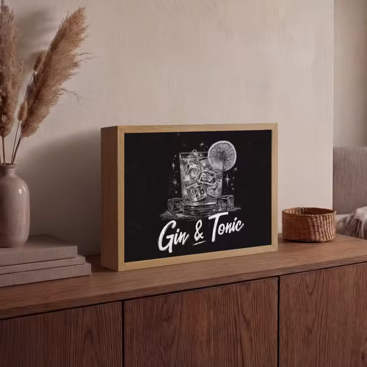 Lightbox - Wandlamp - Gin en tonic - Glas - Limoen - Ijsblokjes — 4