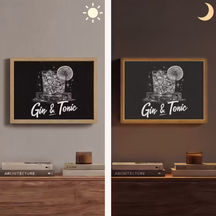Lightbox - Wandlamp - Gin en tonic - Glas - Limoen - Ijsblokjes — 6