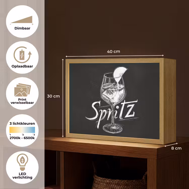 Lightbox - Wandlamp - Glas spritz - Krijtletters - Ijsblokjes - Citroen — 10