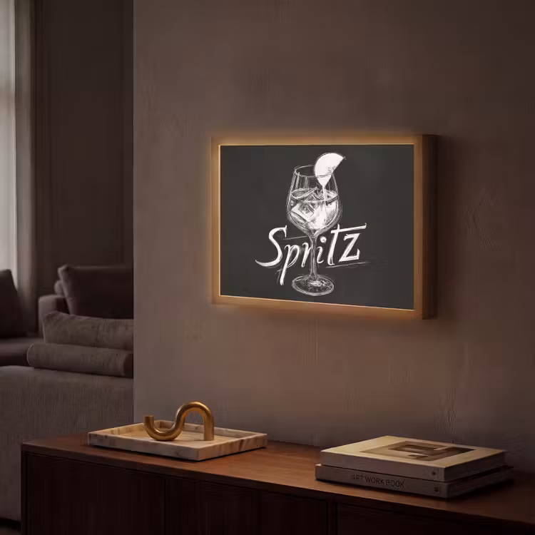 Lightbox - Wandlamp - Glas spritz - Krijtletters - Ijsblokjes - Citroen — 2