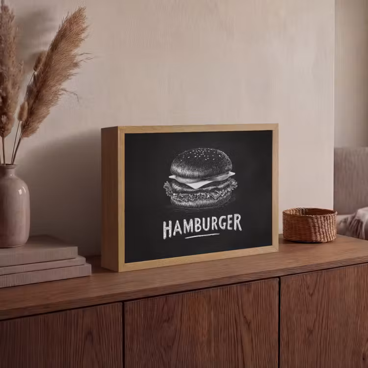 Lightbox - Wandlamp - Hamburger - Krijttekst - Zwart - Wit — 4