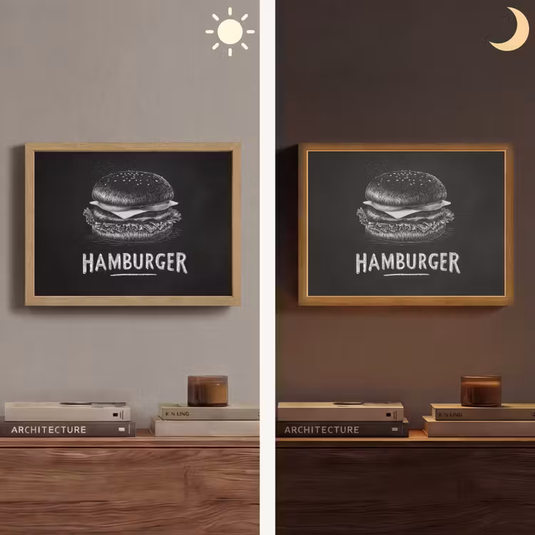 Lightbox - Wandlamp - Hamburger - Krijttekst - Zwart - Wit — 6