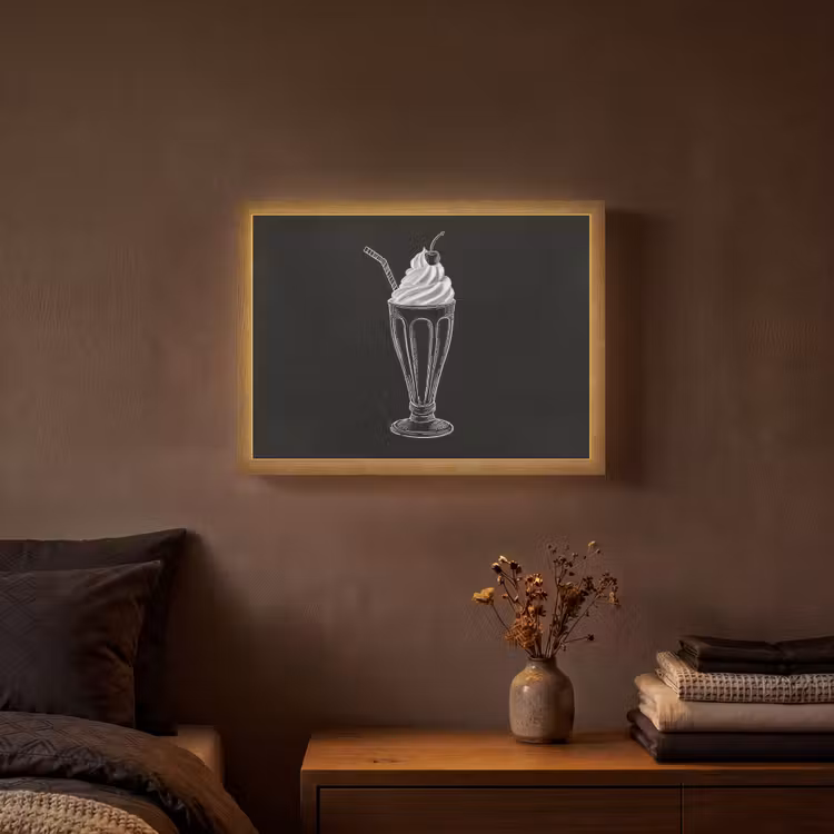 Lightbox - Wandlamp - Ijscoupe - Kers - Krijtstijl - Slagroom — 3