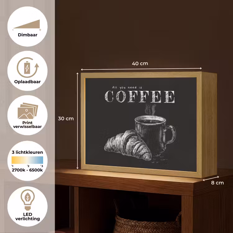 Lightbox - Wandlamp - Koffie - Croissant - Tekst — 10