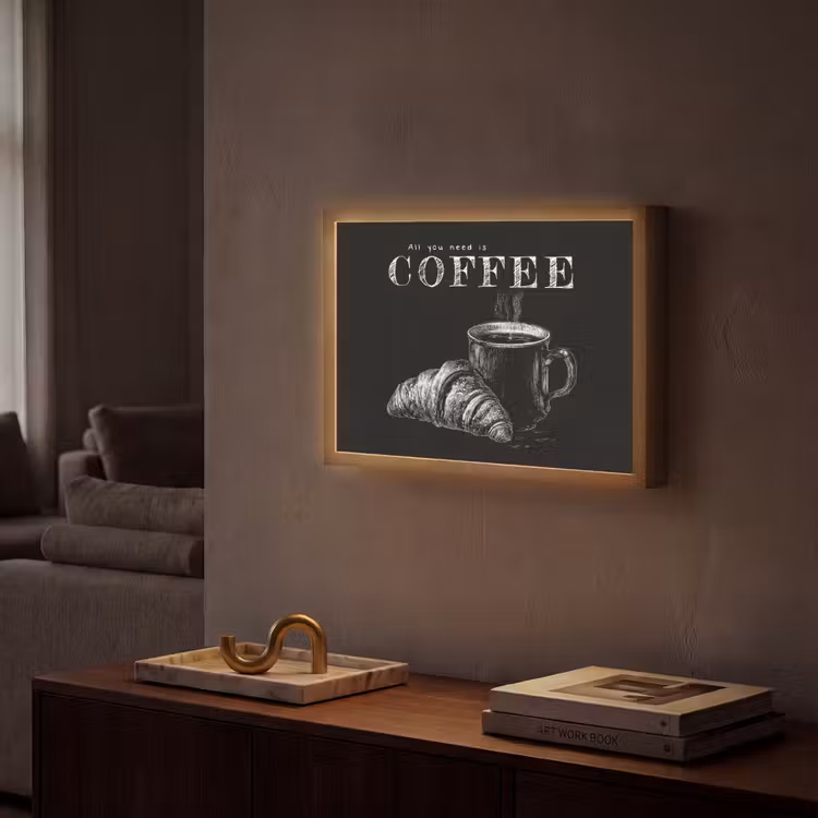 Lightbox - Wandlamp - Koffie - Croissant - Tekst — 2
