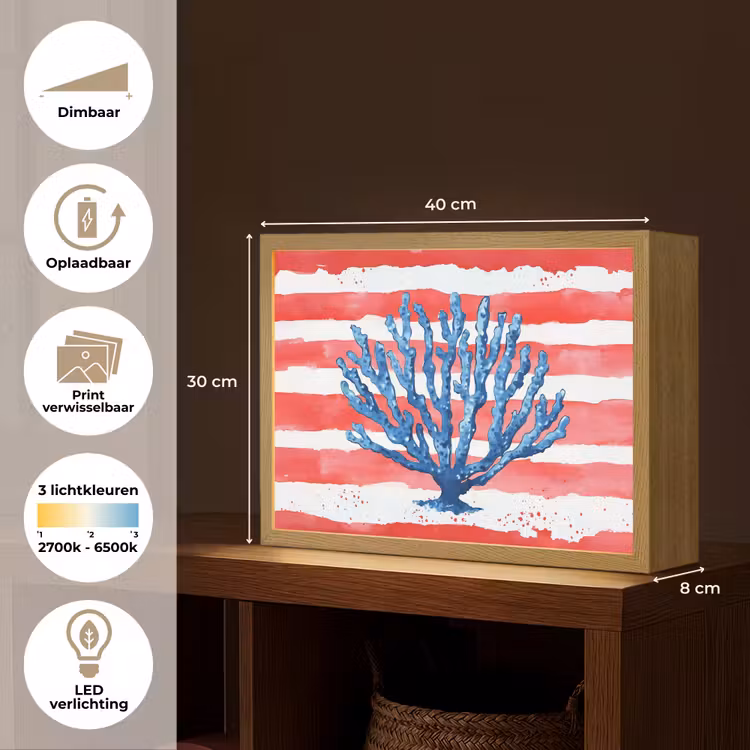 Lightbox - Wandlamp - Koraal - Verfstructuur - Rood - Blauw — 10