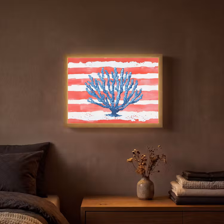 Lightbox - Wandlamp - Koraal - Verfstructuur - Rood - Blauw — 3