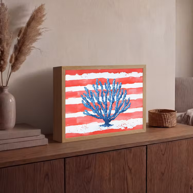 Lightbox - Wandlamp - Koraal - Verfstructuur - Rood - Blauw — 4