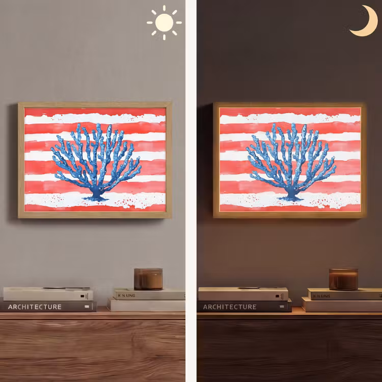 Lightbox - Wandlamp - Koraal - Verfstructuur - Rood - Blauw — 6