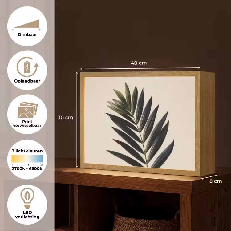 Lightbox - Wandlamp - Palmblad - Donkere bladen - Subtiel — 10