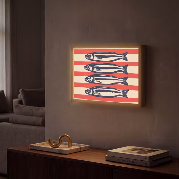 Lightbox - Wandlamp - Sardines - Rood en beige strepen — 2