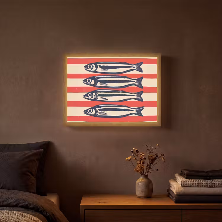 Lightbox - Wandlamp - Sardines - Rood en beige strepen — 3