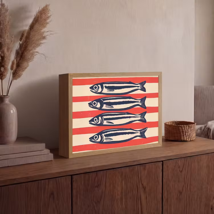 Lightbox - Wandlamp - Sardines - Rood en beige strepen — 4