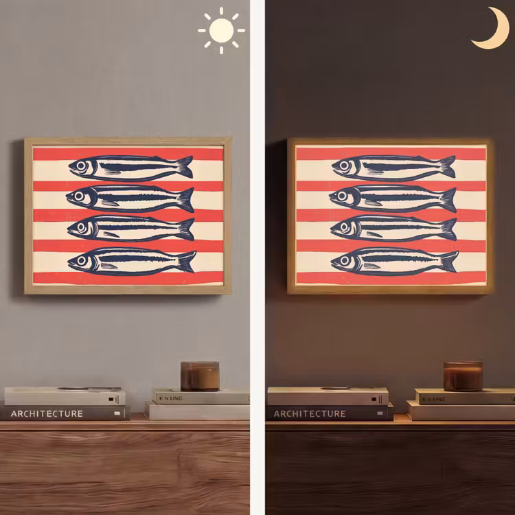 Lightbox - Wandlamp - Sardines - Rood en beige strepen — 6