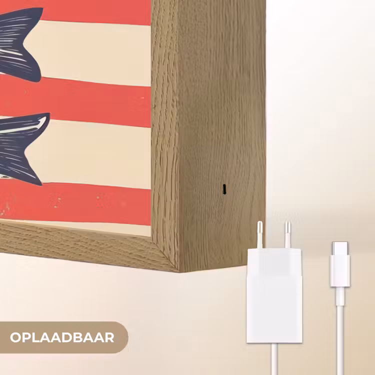 Lightbox - Wandlamp - Sardines - Rood en beige strepen — 7