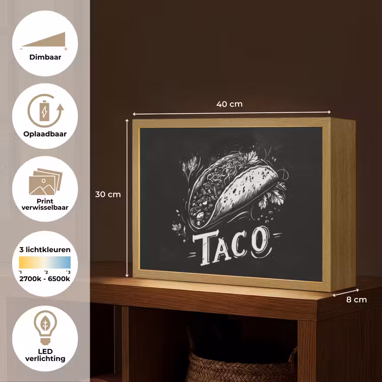 Lightbox - Wandlamp - Taco - Kruiden - Witte krijtstijl - Tekst — 10