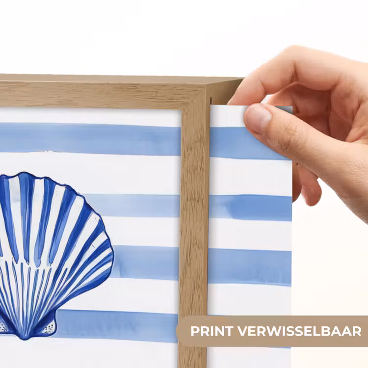 Lightbox - Wandlamp - Vier schelpen - Blauw - Wit - Strepen — 5