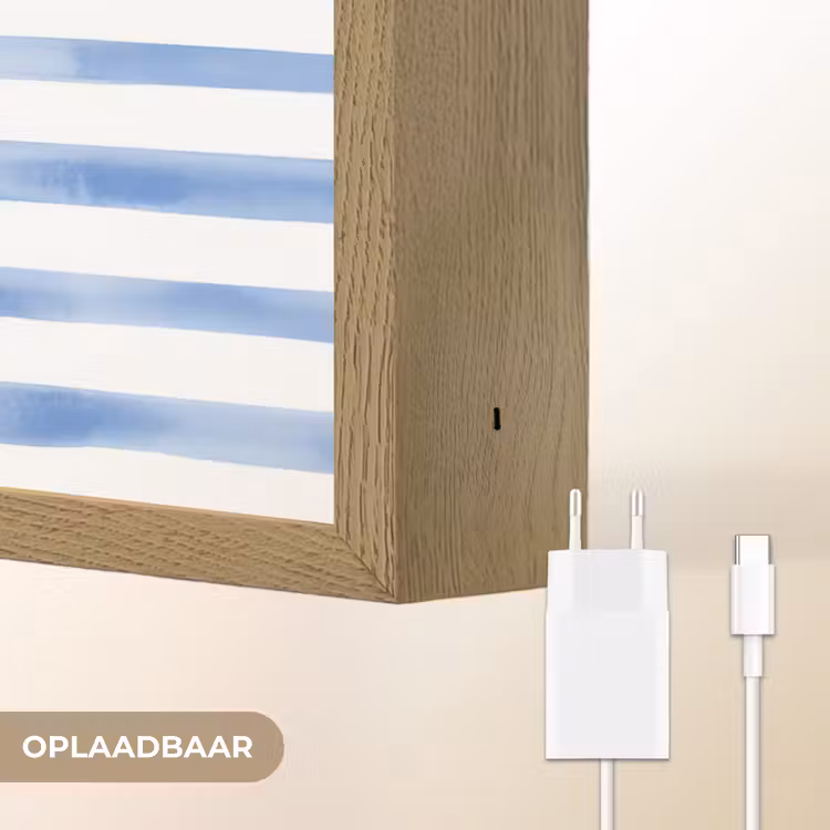 Lightbox - Wandlamp - Vier schelpen - Blauw - Wit - Strepen — 7