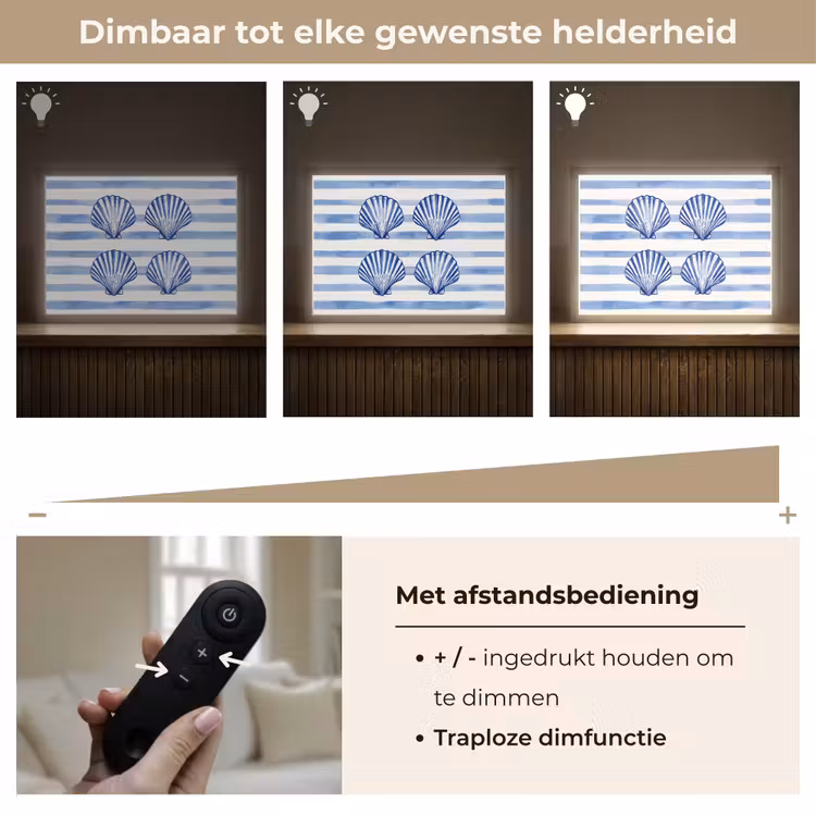 Lightbox - Wandlamp - Vier schelpen - Blauw - Wit - Strepen — 9