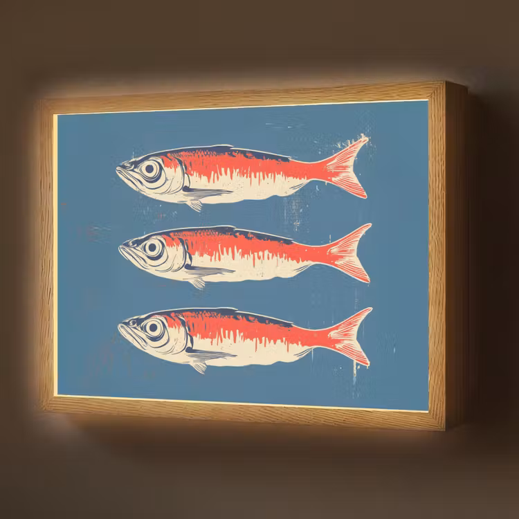 Lightbox - Wandlamp - Vissen - Rood - Blauw — 1