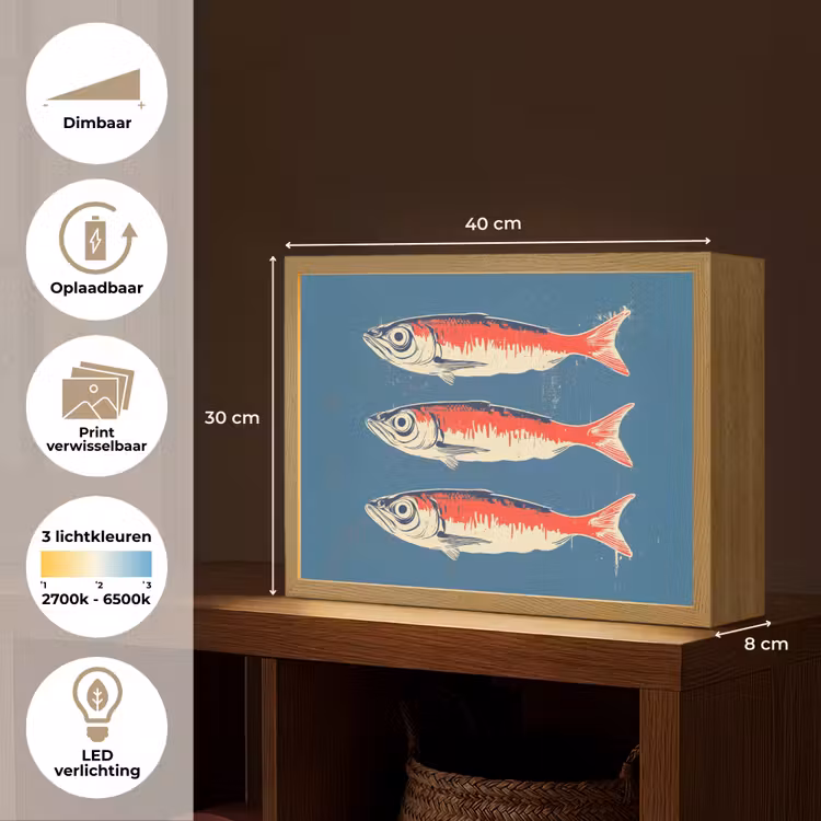 Lightbox - Wandlamp - Vissen - Rood - Blauw — 10