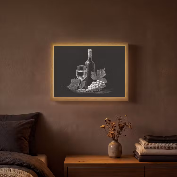 Lightbox - Wandlamp - Wijnfles - Glas - Druiven - Bladeren — 3