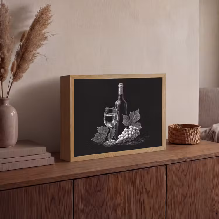 Lightbox - Wandlamp - Wijnfles - Glas - Druiven - Bladeren — 4