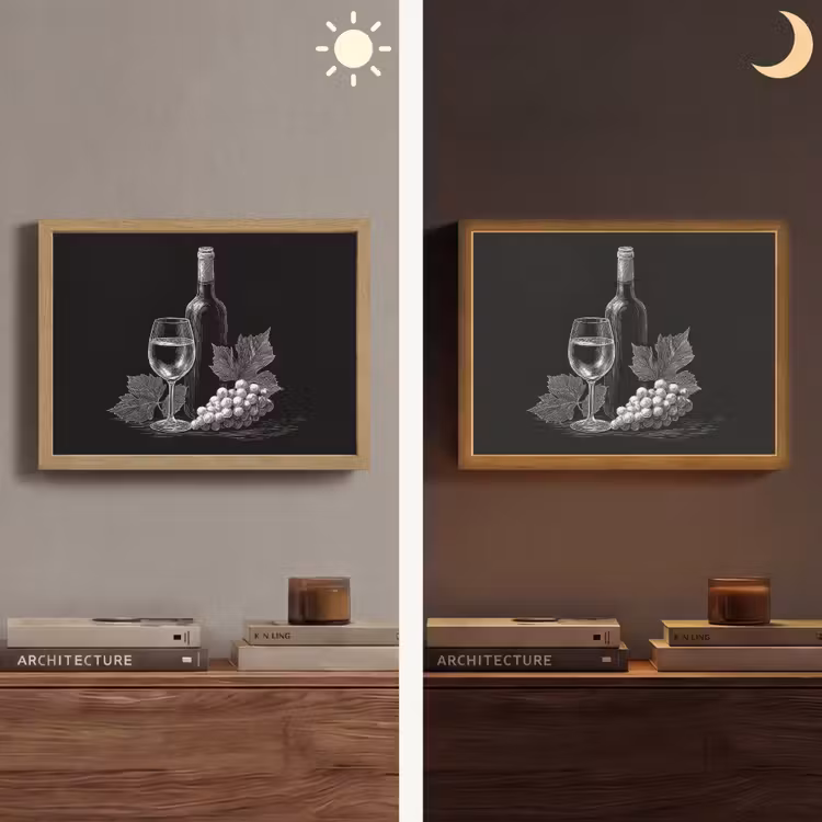 Lightbox - Wandlamp - Wijnfles - Glas - Druiven - Bladeren — 6
