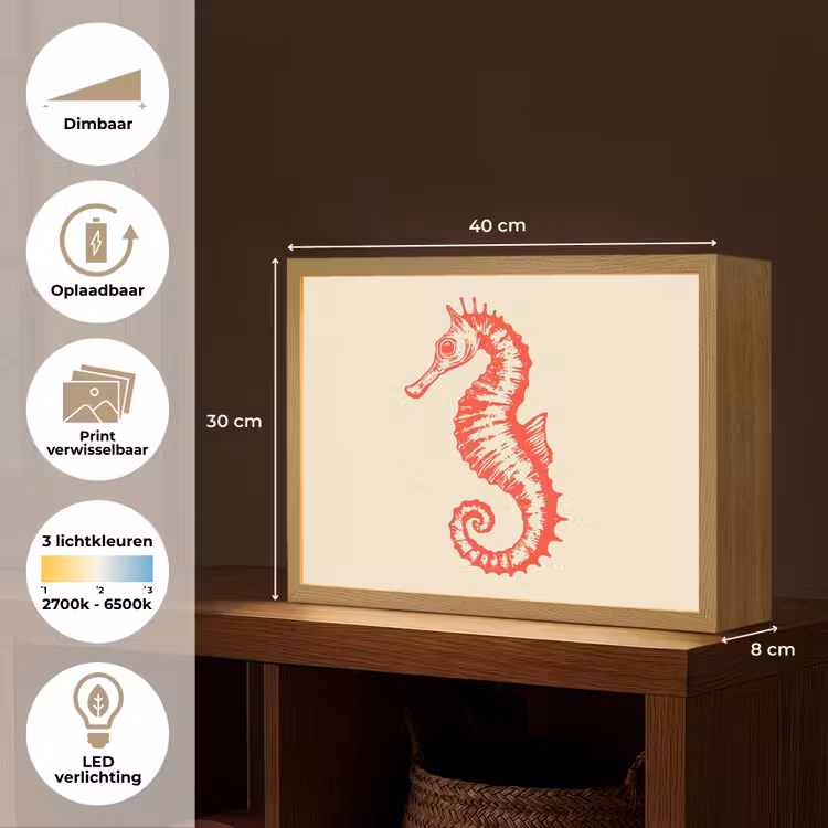 Lightbox - Wandlamp - Zeepaardje - Rood - Fijne details — 10