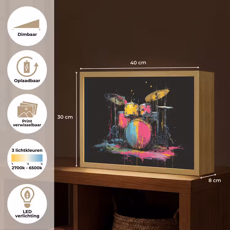 Lightbox - Wandlamp - Drumstel - Kleurrijk - Verf - Levendig — 10