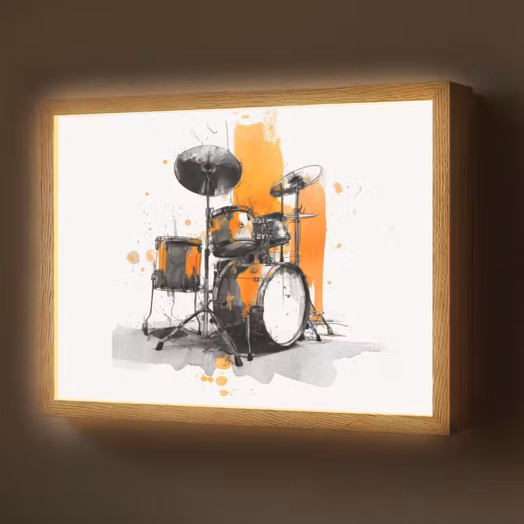 Lightbox - Wandlamp - Drumstel - Oranje - Zwart - Aquarelverf — 1